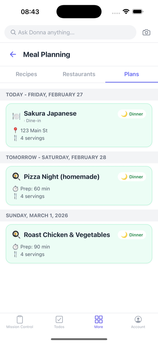 Donna meal planning